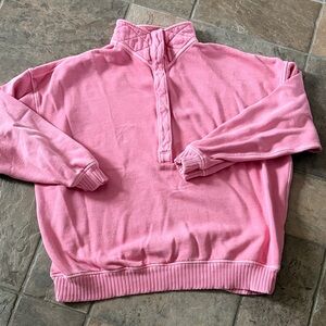 AERIE Pink Quarter-Zip Pullover Sweater